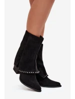 Kozaki Damskie Ocieplane Z Wywiniętą Cholewką Vinceza 16516 Czarne