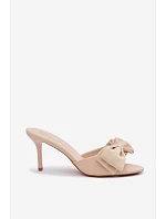 Dámské lodičky na jehlovém podpatku s mašlí Béžové Jelessa