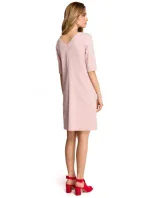 S113 Minimalistické šaty s výstrihom do V na chrbte - púdrové S113 Minimalistické šaty s výstrihom do V na chrbte - púdrové