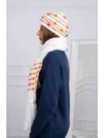 Dámska súprava so šatkou Anika K304 ecru+orange