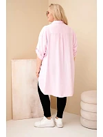 Dámske tričko Plus Size z viskózy s kvetinovou výšivkou candy pink
