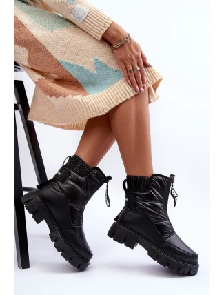 Wysokie Śniegowce Damskie Ocieplane Czarne Freoc