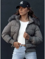 Dámska prešívaná zimná bunda s kožušinou COLDPACK tmavosivá FashionStreet TY4428