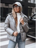 Dámska prechodná kožená bunda tmavosivá FashionStreet TY5191