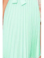 LILA - Plisované dámske šaty v mätovej farbe s krátkymi rukávmi 311-9 LILA - Plisované dámske šaty v mätovej farbe s krátkymi rukávmi 311-9