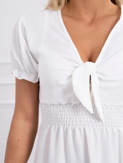 Šaty s viazaným výstrihom do V ecru