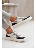 Damskie Niskie Sneakersy Z Eko Skóry Big Star OO274028 Biało-Szare