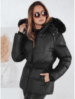 Dámska zimná prešívaná bunda s kapucňou LOVELINA black FashionStreet TY4981