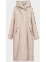 Svetlo béžový dlhý prehoz cez oblečenie s kapucňou (B6010-51)