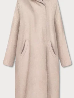 Svetlo béžový dlhý prehoz cez oblečenie s kapucňou (B6010-51)