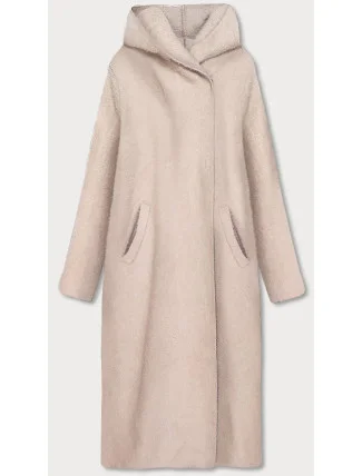 Svetlo béžový dlhý prehoz cez oblečenie s kapucňou (B6010-51)