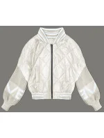 Dámska bunda bomber so svetrovými rukávmi svetlo béžová (2439) Dámska bunda bomber so svetrovými rukávmi svetlo béžová (2439)