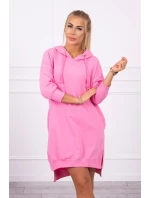Šaty s kapucňou a dlhším chrbtom svetlo ružové