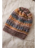 Čiapka s fleecom Patrycja K254 denim+mustard