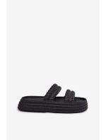 Piankowe Lekkie Klapki Damskie Na Platformie S.Barski ZK51-001 Czarne