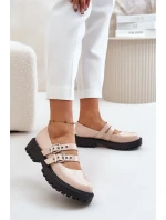 Dámske lakované topánky S Strappy Beige Terione Half Boots