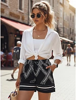Dámske letné šortky s vreckami, čierne, FashionStreet SY0538