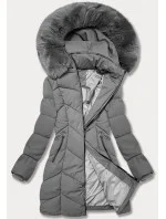 Dámska plus size zimná bunda do polovice stehien S'west grey dark (B8306-70)