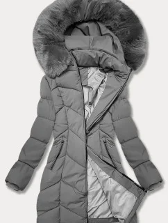 Dámska plus size zimná bunda do polovice stehien S'west grey dark (B8306-70)