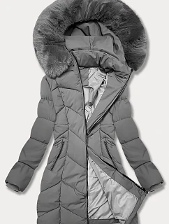 Dámska plus size zimná bunda do polovice stehien S'west grey dark (B8306-70)