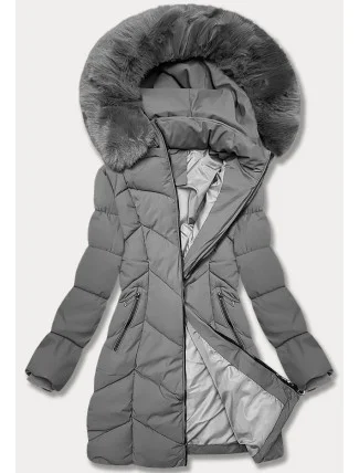 Dámska plus size zimná bunda do polovice stehien S'west grey dark (B8306-70)