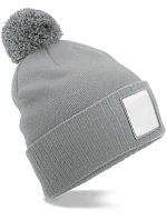 Beechfield B 338R Pletená čiapka Patch „Pompon“ 53.338R popelová/biela