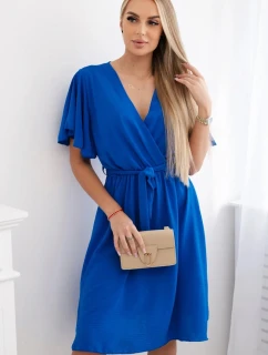 Šaty s vrstveným výstrihom v chrpovo modrej farbe