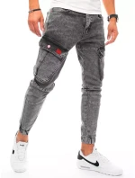 Pánske bojové džínsové nohavice svetlo šedé FashionStreet UX3255 Pánske bojové džínsové nohavice svetlo šedé FashionStreet UX3255