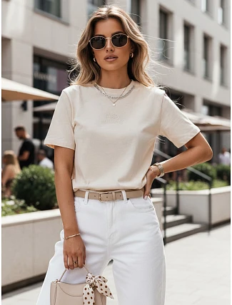 Dámske bavlnené základné tričko JASIL cream FashionStreet RY2531