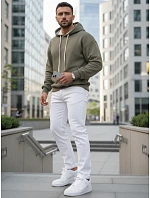 Pánska mikina s kapucňou a klokankou khaki FashionStreet BX5954