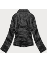Čierna dámska bunda z eko kože (11Z8030)