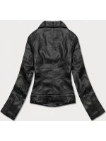 Čierna dámska bunda z eko kože (11Z8030)
