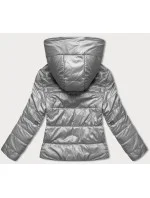 Krátka šedá dámska bunda s kapucňou (B8187-9) Krátka šedá dámska bunda s kapucňou (B8187-9)