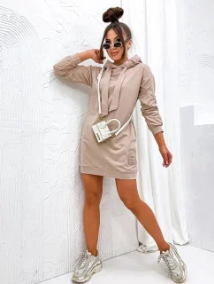 Béžové teplákové šaty s kapucňou (725)
