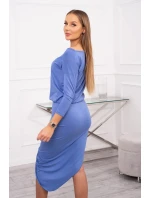 Asymetrické šaty, 3/4 rukávy, džínsovina