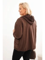 Dámske Plus veľkosť mikina na zips Brown