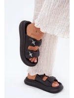 Piankowe Klapki Damskie Na Platformie Czarne Falowena