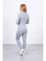 Súprava s riasením na blúzke šedej farby Súprava s riasením na blúzke šedej farby