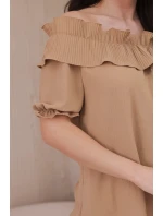 Španielska blúzka s ozdobným volánom Camel