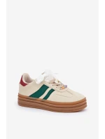 Sneakersy Damskie Z Przypinkami Beżowe Jariana