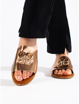 Moderné zlaté dámske ponožky na podpätku bez päty Moderné zlaté dámske ponožky na podpätku bez päty