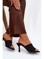 Dámské pantofle na podpatku z eko semiše černé Isolia