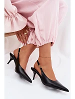 Dámské sandály z umělé kůže na podpatku Černé Jelissey