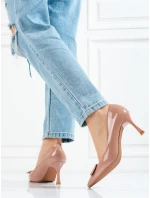 Jedinečné lodičky dámske hnedé na ihličkovom podpätku Jedinečné lodičky dámske hnedé na ihličkovom podpätku