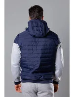 Pánska športová bunda zo zmiešanej tkaniny tmavo modrá - limetková (8M901-215)