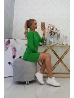 Svetlo zelené viskózové šaty s viazaním v páse