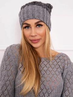 Čiapka Paris z fleecu K213 tmavo šedá + čierna