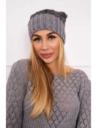 Čiapka Paris z fleecu K213 tmavo šedá + čierna