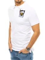 FashionStreet biele vyšívané polo tričko PX0392 FashionStreet biele vyšívané polo tričko PX0392