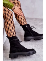 Dámske semišové čižmy so šnúrkami Black Afra Dámske semišové čižmy so šnúrkami Black Afra